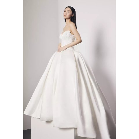Vera Wang Satin Ball Gown Pleated Charmeuse Bodice