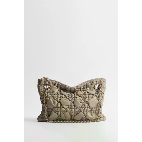 Dior Small Crunchy Bag Sand Puffy Macrocannage Calfskin