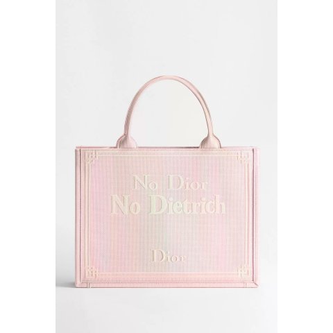 Dior Medium Book Tote Pink Embroidery