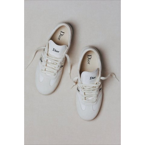 Dior Ribbon Sneaker White Suede Calfskin