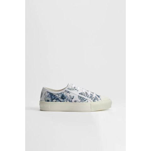 Dior White Blue Floral Embroidered Women's Sneaker