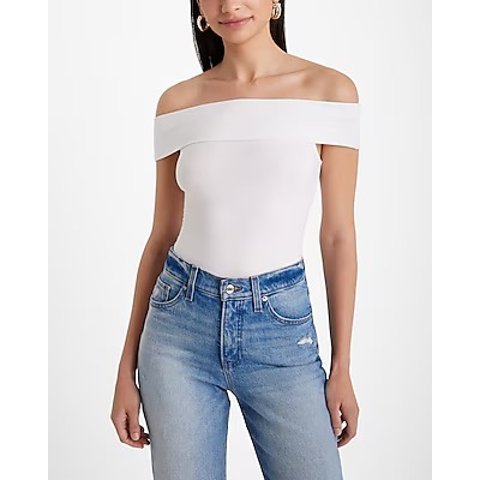 Express Fitted Ribbed Off Shoulder Top