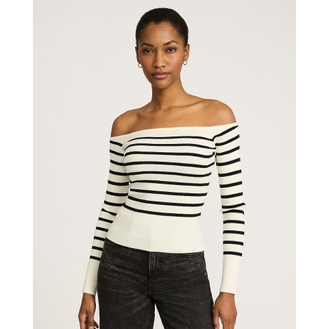 Express Off Shoulder Striped Sweater