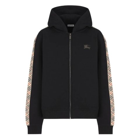 Burberry Logo Embroidered Zip-Up Hoodie