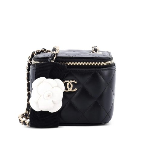 Chanel Camellia Bow Mini Crossbody Bag Quilted Lambskin with Chain