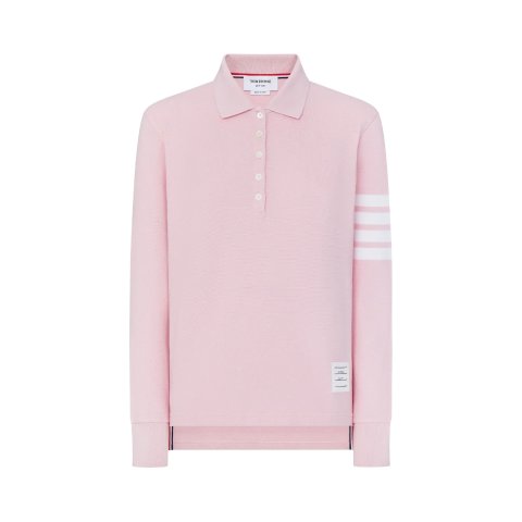 Thom Browne Three-Stripe Long-Sleeved Polo Shirt