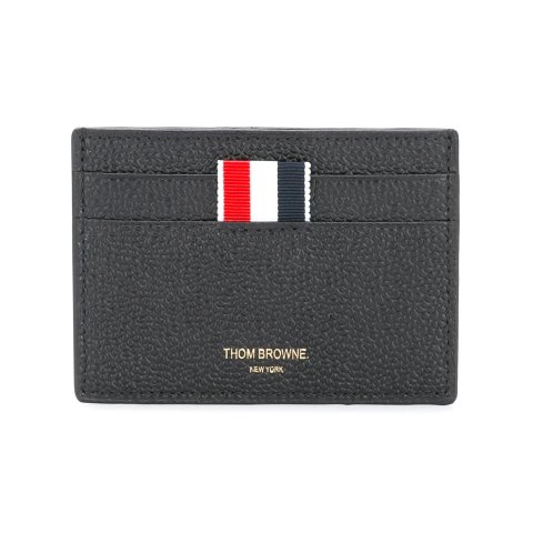 Thom Browne Credit Card Holder In Black Pebble Grain