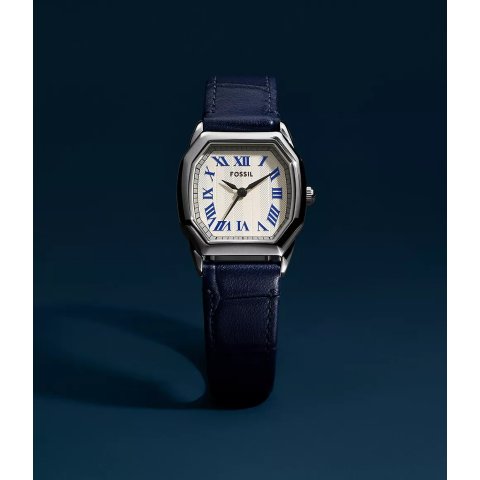 Fossil Harlow Three-Hand Navy Croco Leather Watch