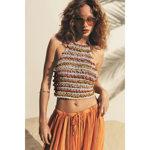 Free People Beads And Breeze Crochet Tank Top
