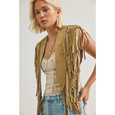 Free People Suede Fringe Collar