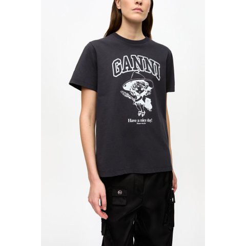 Ganni Witch Cotton T-shirt Phantom Black
