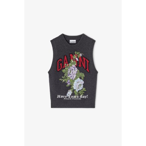 Ganni Phantom Wool Vest Dark Grey
