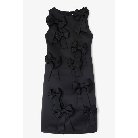 Ganni Black Satin Bow Dress