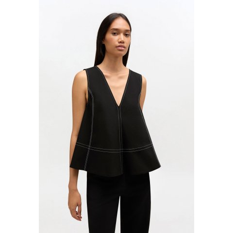 Ganni Black Cotton A-line Top