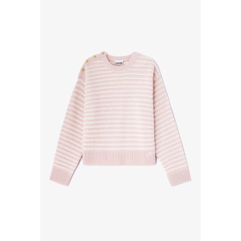 Ganni Wool Mix Sweatshirt Pink Stripe
