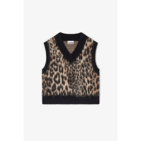Ganni Leopard V-neck Vest