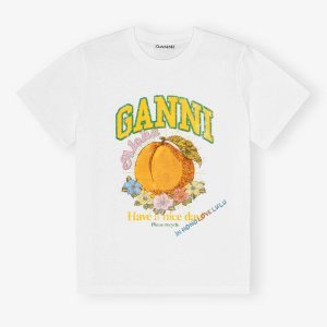 Ganni Honolulu Peach White T-shirt