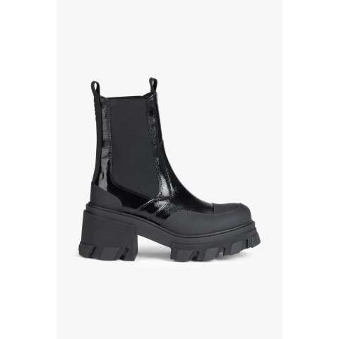 Ganni Cleated Heeled Mid Chelsea Boots Black
