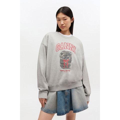 Ganni Grey Kitty Sweatshirt