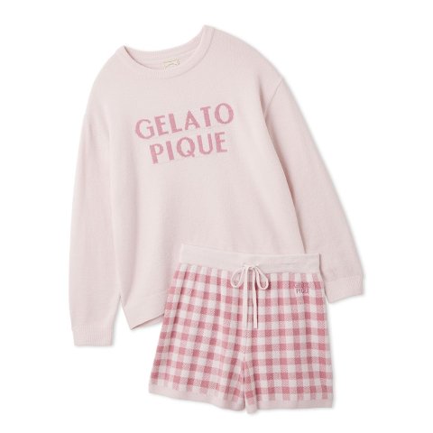 Gelato pique Gingham Check Knit Set Pullover Shorts