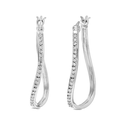 Silver 0.25 ct Lab-Grown Diamond Hoops