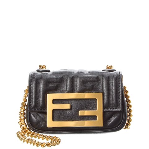 Fendi FF Logo Leather Shoulder Bag
