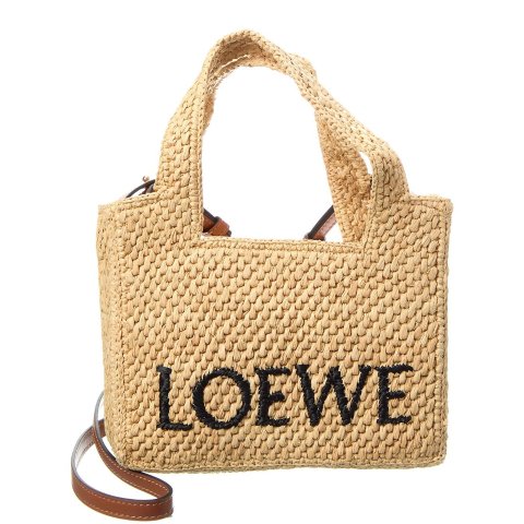Loewe Font Mini Raffia Tote