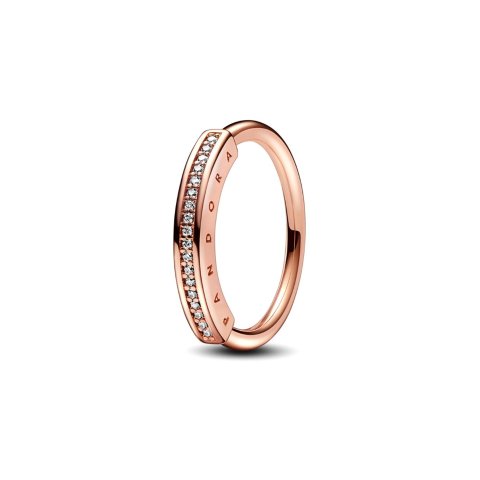 Pandora 14K Rose Gold Plated CZ ID Ring