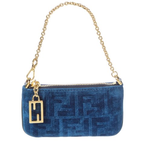 Fendi Baguette Mini Flocked Denim Pouch