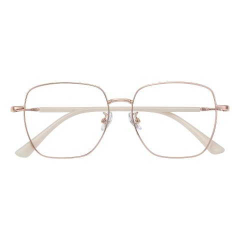 Square Rose Gold/White Eyeglasses
