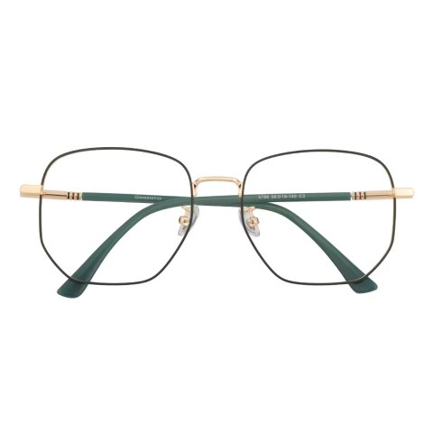 Polygon Green/Golden Eyeglasses