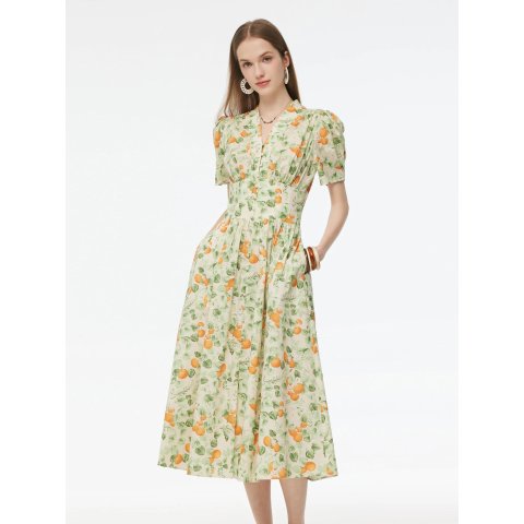 GOELIA Floral Gathered Waist Maxi Dress