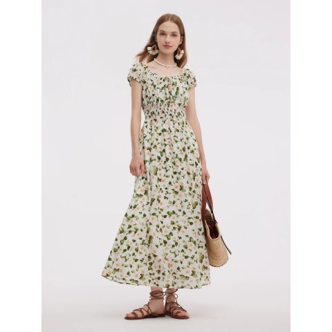GOELIA Acetate Blend Floral Maxi Dress