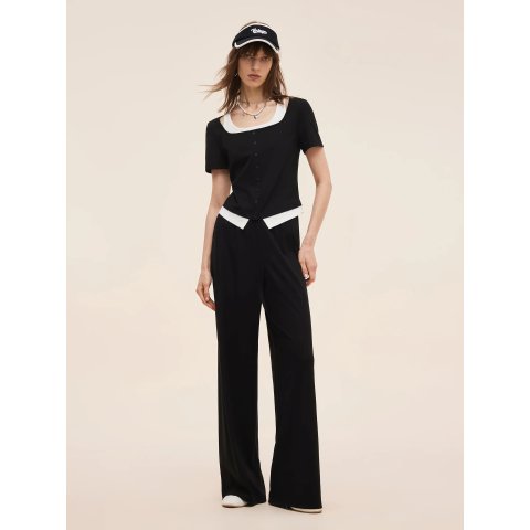 GOELIA Layered Knit Top and Pants Set
