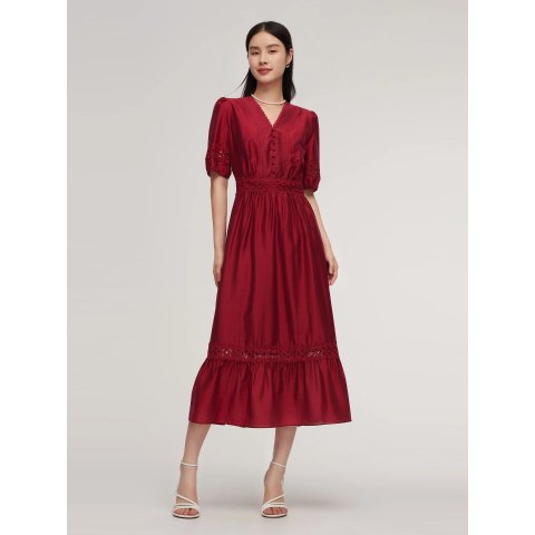 GOELIA Tencel Lace Patchwork Maxi Dress