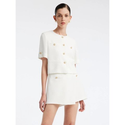 GOELIA White Acetate Blazer Shorts Set
