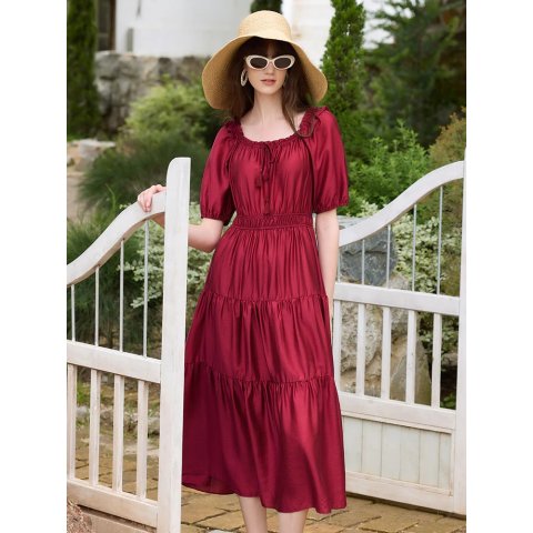 GOELIA Tencel Ruffle Maxi Dress