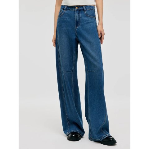GOELIA Denim Mid-Rise Baggy Jeans for Women