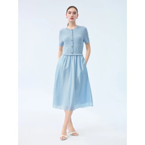 GOELIA Lyocell Blend Patchwork Women Midi Dress