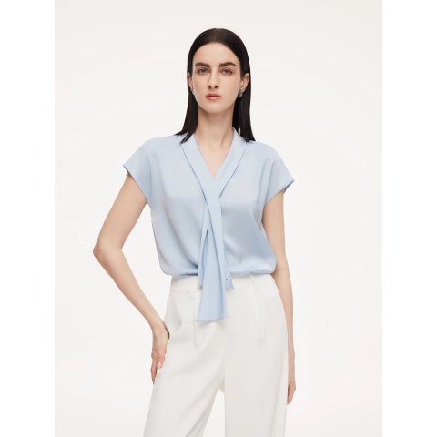 GOELIA Mulberry Silk Tie Neck Blouse 22MM