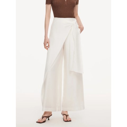 GOELIA Lyocell Linen Blend Tie Front Pants