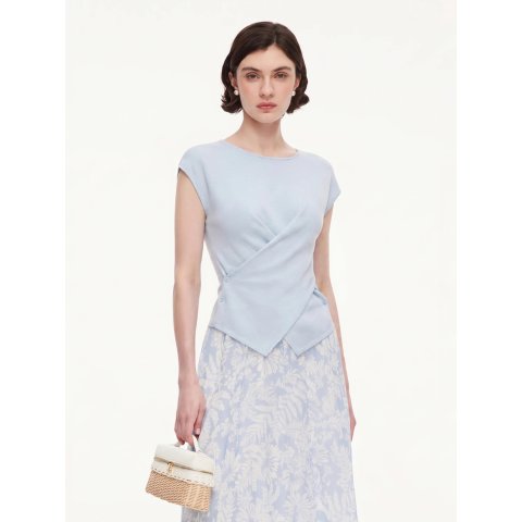 GOELIA Women’s Asymmetric Wrap Front Knit Top