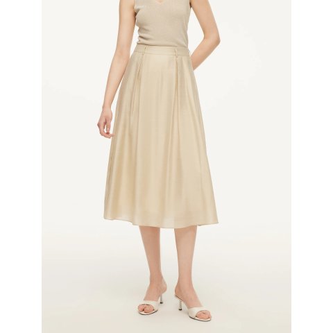 GOELIA Tencel Acetate Linen A-Line Skirt with Belt
