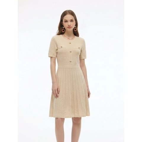 GOELIA Tencel Blend Gathered Waist Women Midi Dress