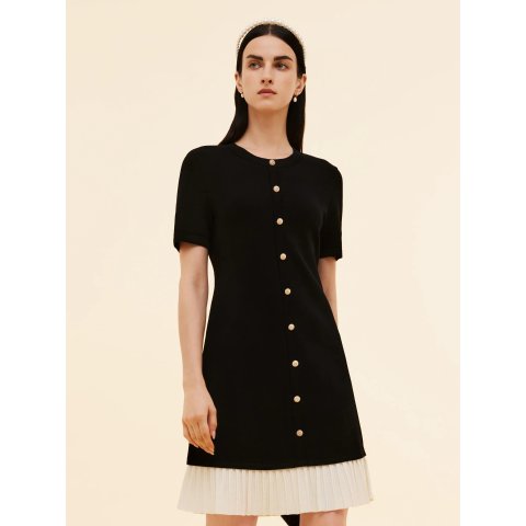GOELIA Tencel Blend Color Block Knit Mini Dress