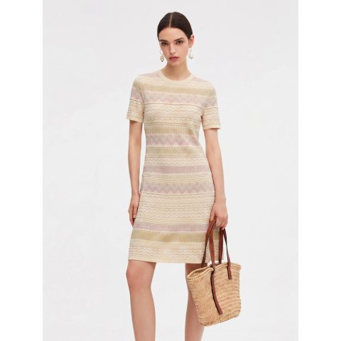 GOELIA Multicolored Jacquard Knit Mini Dress Women