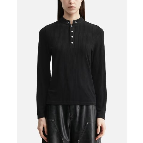 TEAM WANG Reset Stand-Collar Black Top