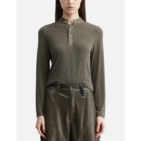 TEAM WANG Reset Stand-Collar Slim Top Acetate-Blend
