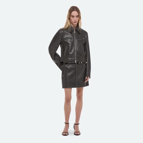 Helmut Lang Leather Moto Skirt