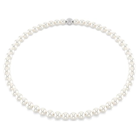 Swarovski Matrix Necklace White Crystal Pearl Rhodium-Plated